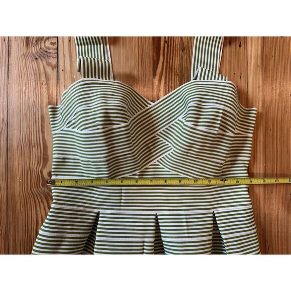 Anthropologie HD Paris Green White Structured Peplum Pleated Tank Top Small - Picture 6 of 9